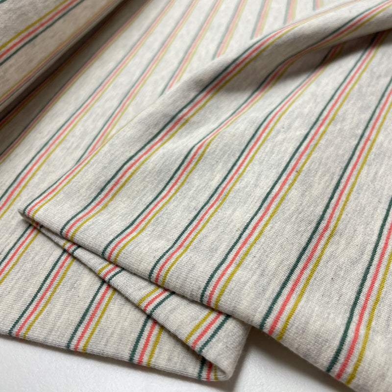 French Terry Sweat Stoff  Streifen grau bunt