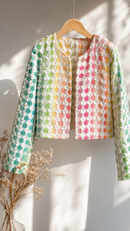 Baumwolle mit Viskose Jacquard Stoff Webware Schachbrettmuster bunt kariert