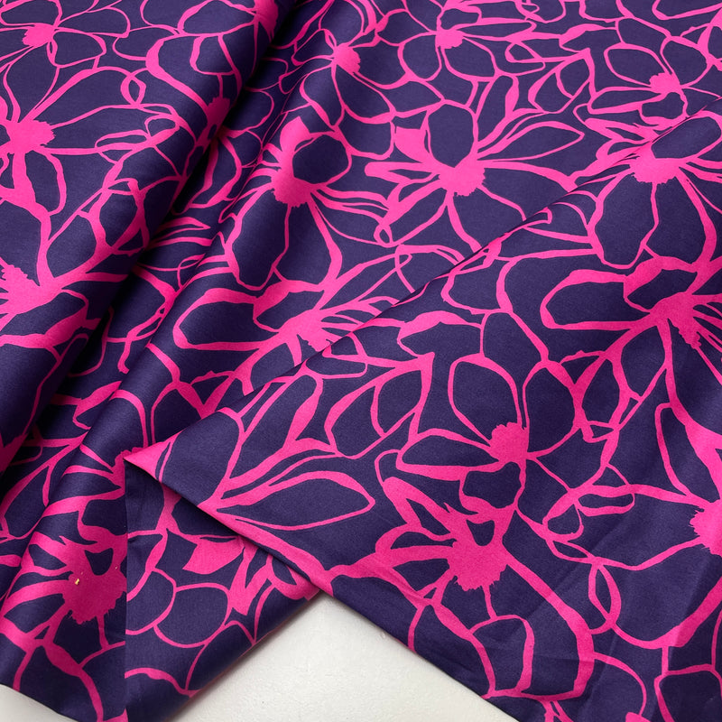 Nerida Hansen Cotton Satin Baumwolle Blumen blau
