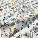 Westfalenstoffe Fahrrad Stoff Baumwolle Fahrräder weiß