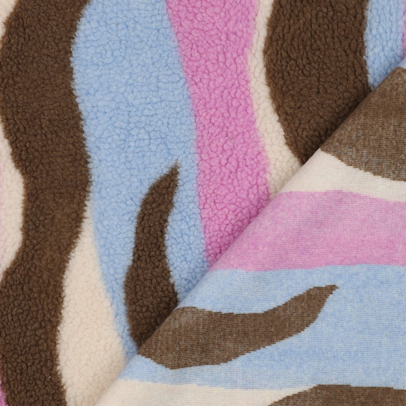 Teddy Stoff Jackenstoff Swirl rosa braun