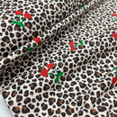 Jersey Stoff Leo Muster Kirsche Animal Print braun