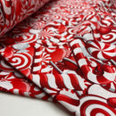 Swafing Holly angerauter Sweat Stoff Weihnachten Zuckerstangen rot