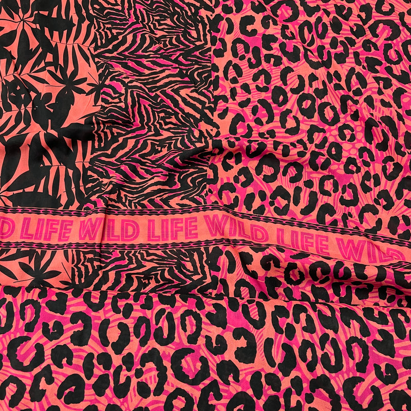 Panel Stoff Ibiza Viskose Voile Flower Leopard Stripes