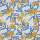 Handgefertigte Batik Baumwolle Zitronen blau gelb