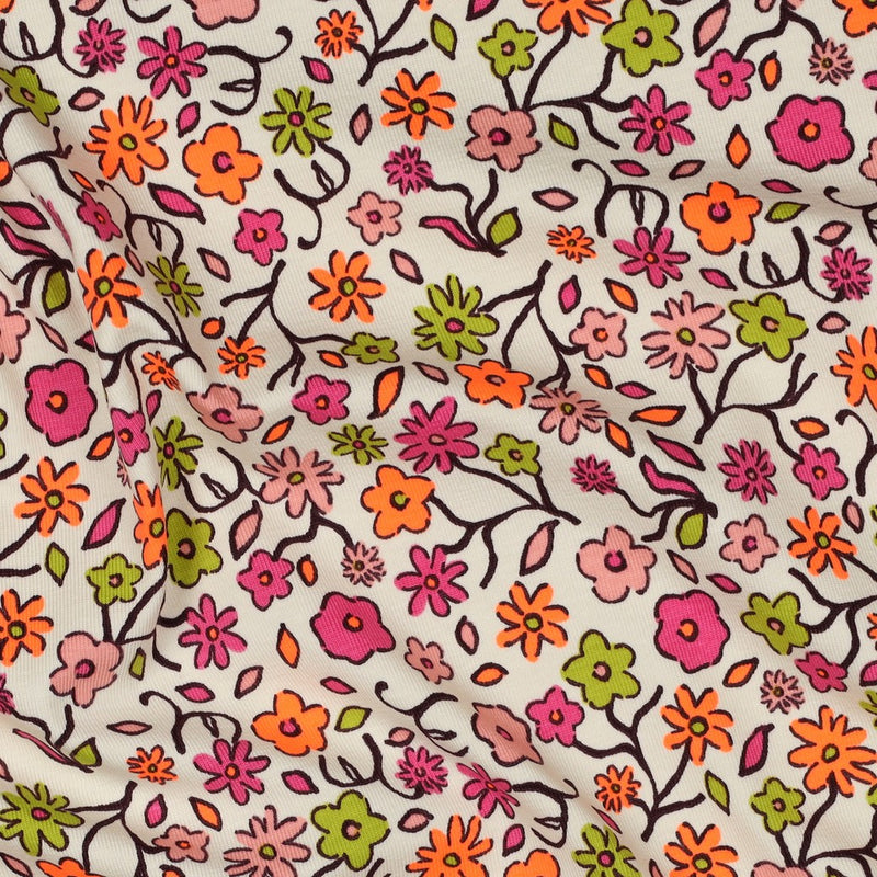 Poppy Jersey Stoff Blumen neon