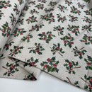 Poppy Christmas Canvas Deco Stoff Weihnachten Holly Ilex beige