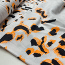 Rippjersey Stoff Leo Muster Animal print weiß