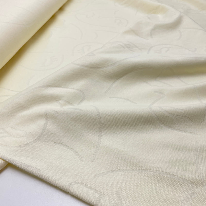 Fibre Mood Jacquard Jersey Stoff Gesichter weiß/hellgelb