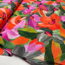 Viskose Ecovero Stoff Webware Blumen orange