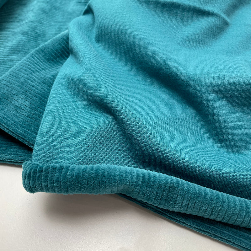 Swafing Juna Sweat Cord Stoff mit Elasthan petrol