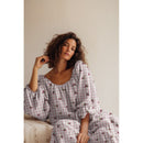 Musselin Stoff Double Gauze Stickerei Blumen kariert rosa