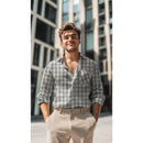 Musselin Double Gauze Leinen Baumwolle kariert grau