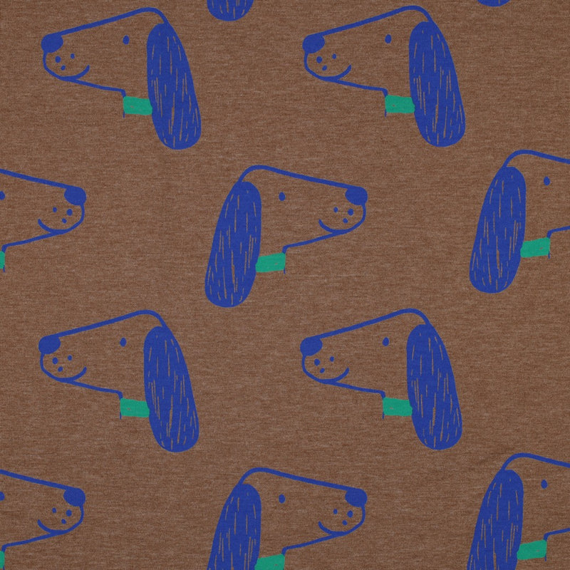 Poppy Jersey Stoff Hunde melange braun