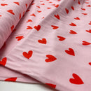 Baumwoll Flanell Stoff Herzen rosa