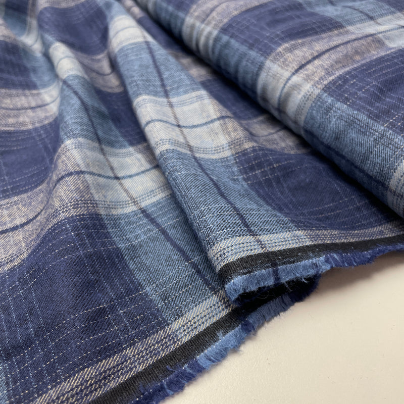 Baumwoll Flanell Stoff Swafing Yukon blau kariert