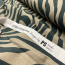 Ilja Fabrics French Terry Sweat Stoff Zebra Muster Animal Print oliv