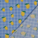Poppy Design Beschichtete Baumwolle Stoff kariert Zitronen blau