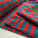 Nicki Jersey Stoff gestreift rot petrol