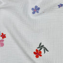 Musselin Stoff Double Gauze Stickerei Blumen uni weiß