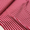 Viskose Webware Stoff Streifen weiß rot