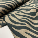 Ilja Fabrics French Terry Sweat Stoff Zebra Muster Animal Print oliv