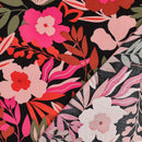 Pommé Viskose Stoff Webware Blumen Muster schwarz pink