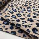 Leinen Viskose Stoff Leo Animal Muster blau beige