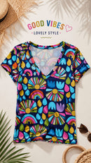 Karina + Kind Jersey Stoff retro bunt