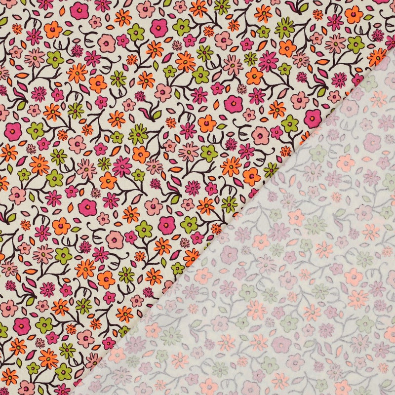 Poppy Jersey Stoff Blumen neon