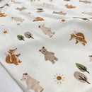 Poppy Forest Animals Jersey Stoff Tiere weiß