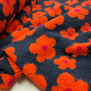 Teddy Stoff Jackenstoff Blumen blau