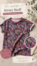 Swafing Jersey Stoff Fleurs by Leusemia Blumen blau