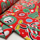 Swafing Holly French Terry Sweat Stoff Weihnachten rot