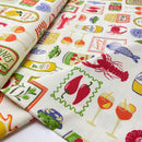 Canvas Stoff Sommer Mediterran hellgelb bunt