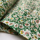 Viskose Crinkle Stoff Webware Blumen grün