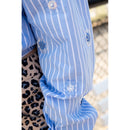 Cotton Baumwolle Webware Pailetten Streifen blau