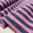 Dyed Baumwolle Stoff Streifen blau rosa