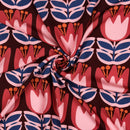 Viskose Ecovero Stoff Webware Blumen braun rosa