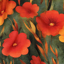 Viskose Ecovero Stoff Webware Blumen Muster Mohnblumen grün