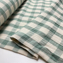 Musselin Double Gauze Leinen Baumwolle kariert grün