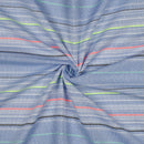 Baumwolle Stoff garngefärbt Streifen neon blau