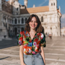 Viskose Stoff Webware Digital Blumen bunt