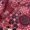 Poppy Jersey Stoff Digital Ornament bordeaux