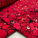 Viskose Jersey Stoff Digital Blumen rot