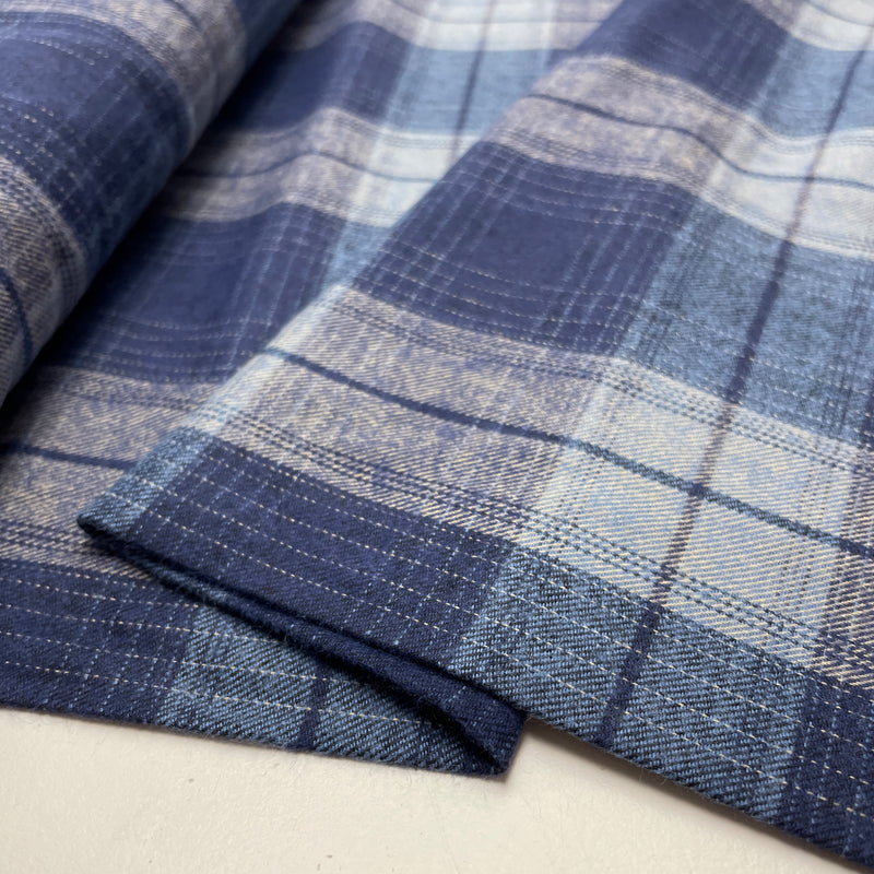 Baumwoll Flanell Stoff Swafing Yukon blau kariert