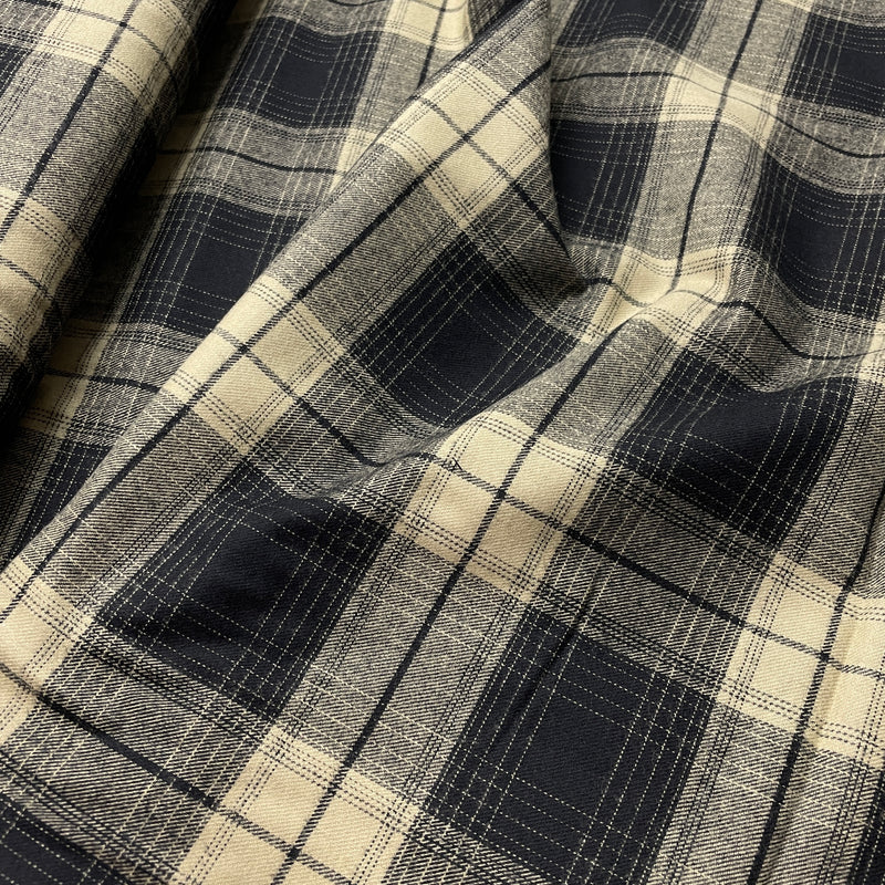 Baumwoll Flanell Stoff Swafing Yukon schwarz beige kariert