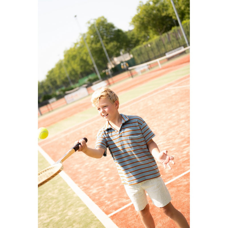 Kurzfloorfrottee Frottee Streifen blau braun