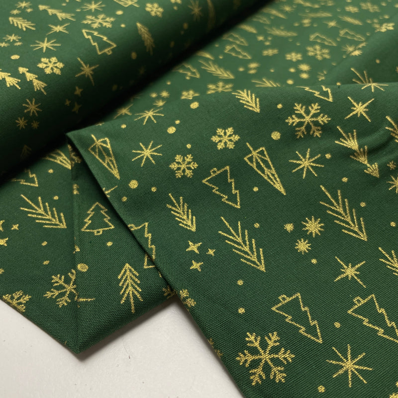 Baumwolle Weihnachten Stoff grün gold Swafing Neuss