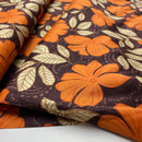 Cotton Satin Baumwolle Blumen braun